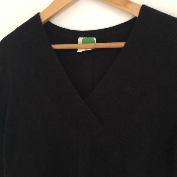 Anthropologie VNeck Black Wool Sweater Side Slit Size S. - Picture 3 of 11